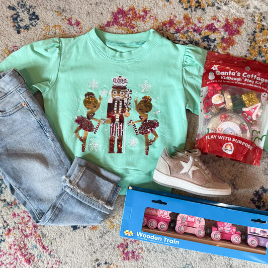 Mint Sequin Nutcracker Sweatshirt