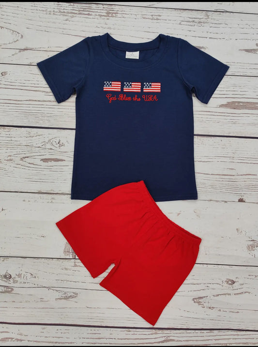 Baby Boy Appliqué Patriotic Short Set