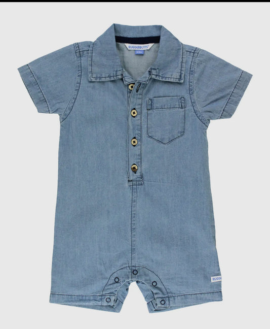 Baby Boys Light Wash Denim Romper