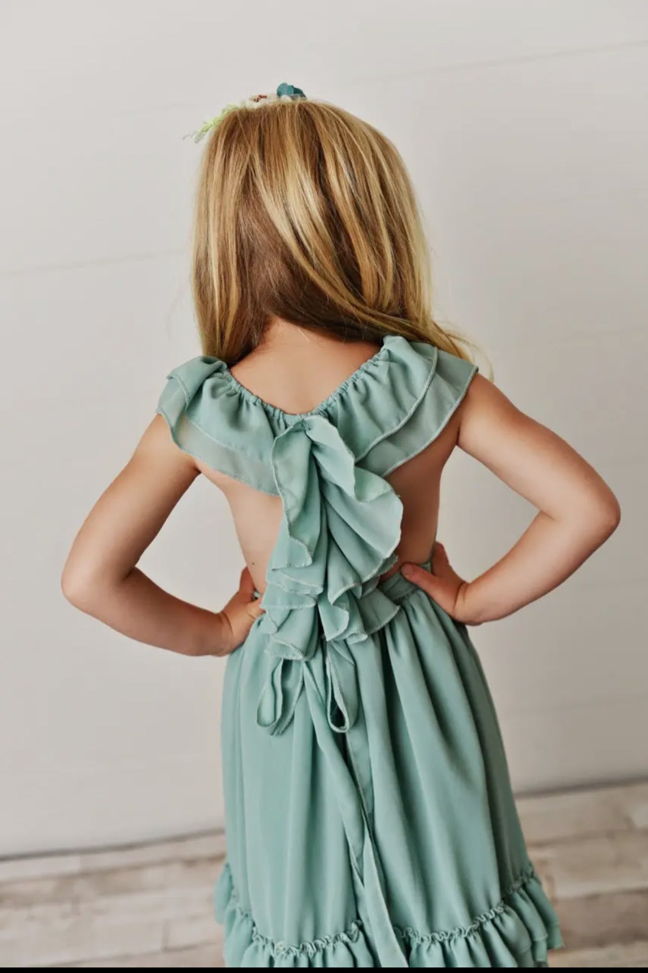 Mint Spring Summer Ruffle Back Dress