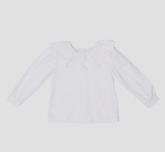 Larrison White Dot Ruffle Collar Shirt