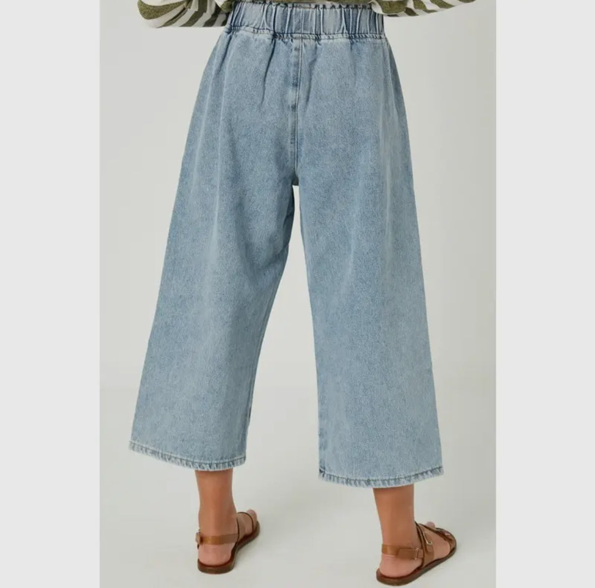 Girls Denim Cropped Paracute Pants