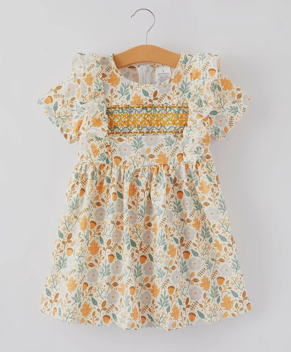 Girl Fall Floral Smocked Dress