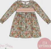 Girls Fall Floral Smocked Dress