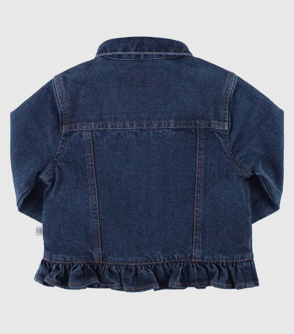 Girls Medium Wash Ruffle Denim Jacket