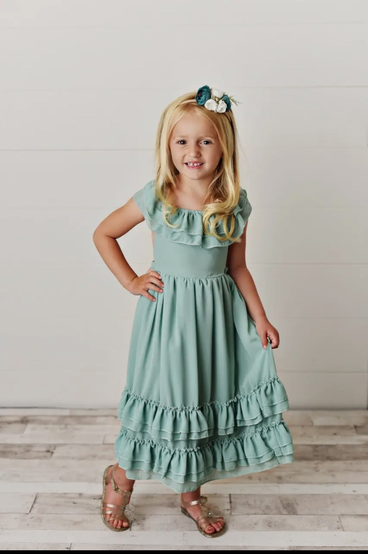 Mint Spring Summer Ruffle Back Dress