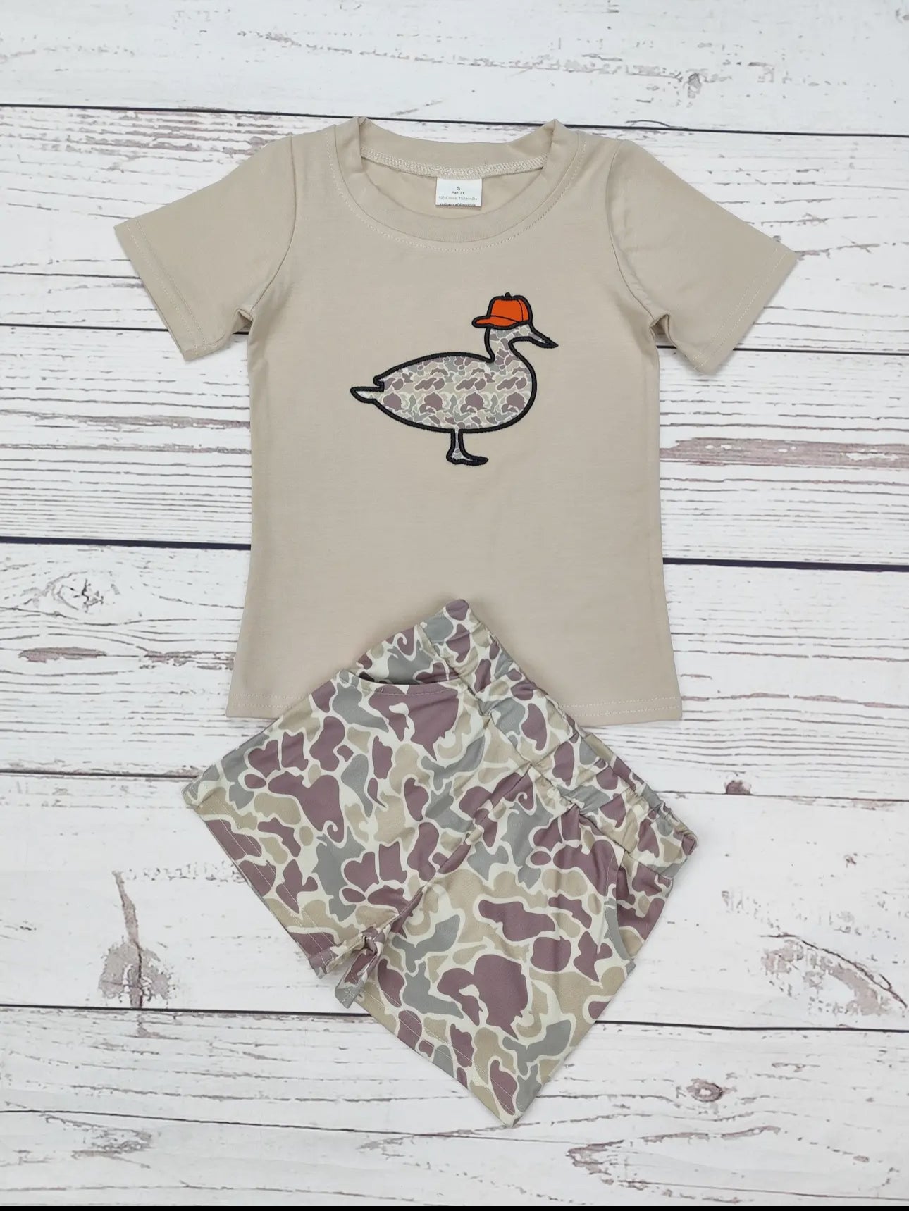 Camouflage Duck Applique Short Set